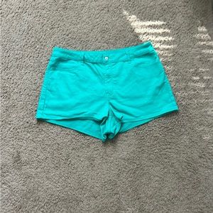 High Rise Turquoise Shorts